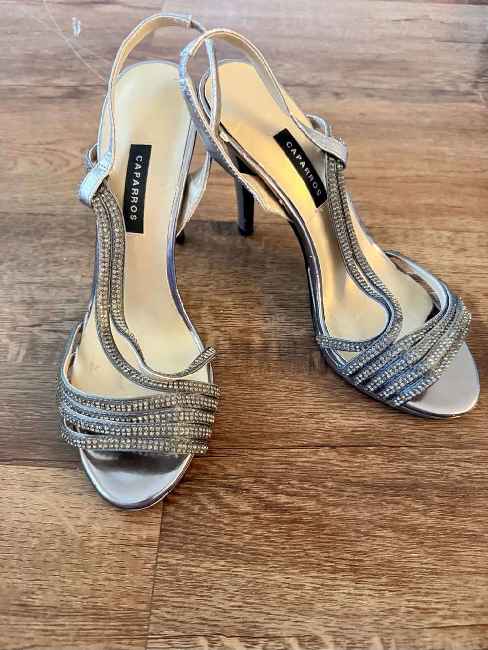 Caparros Silver Rhinestone Slingback Heels - Picture 9 of 9